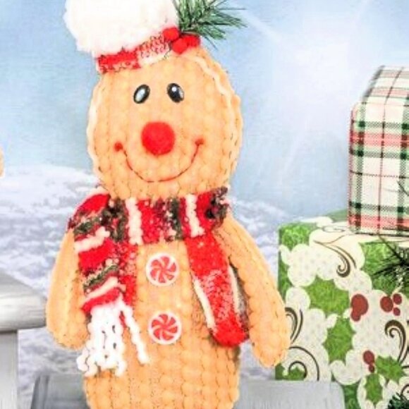 Set of 2- Red Plaid Button Leg Gingerbread - Picture 3 of 3